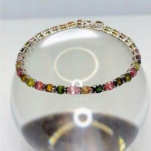 Watermelon Tourmaline Gemstone Tennis Bracelet!